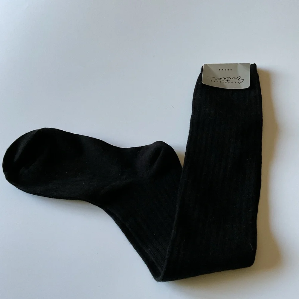 CLASSIQUES ENTIER WOMENS WOOL BLEND KNEE SOCKS BLACK OS NWT